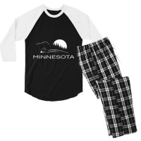 Limited Edition Minnesota Loon And Trees In Moonlight Men's 3/4 Sleeve Pajama Set | Artistshot