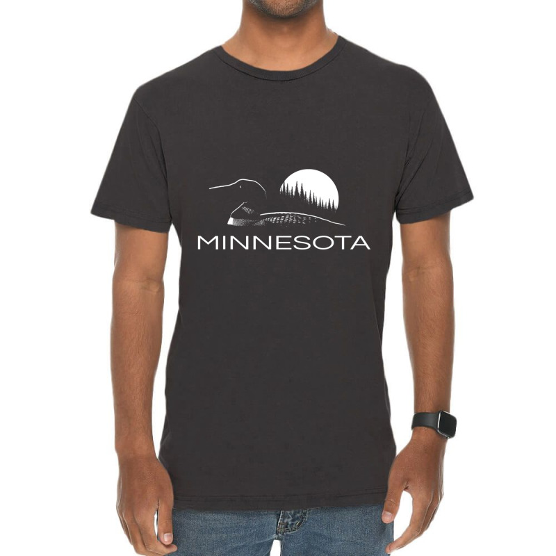 Limited Edition Minnesota Loon And Trees In Moonlight Vintage T-shirt | Artistshot