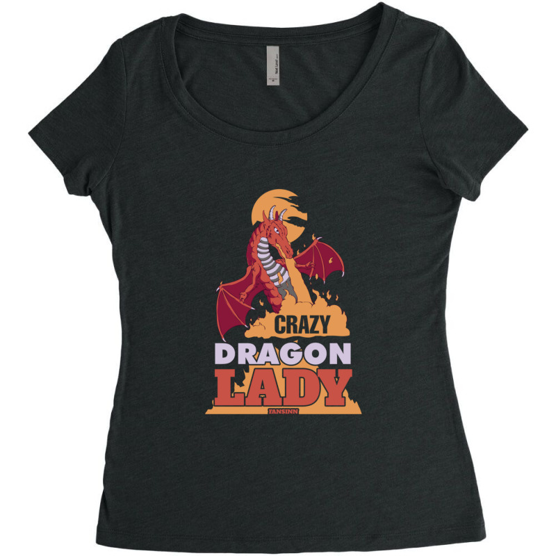 Crazy Dragon Lady 41 Women's Triblend Scoop T-shirt by SparkleTzeremes | Artistshot