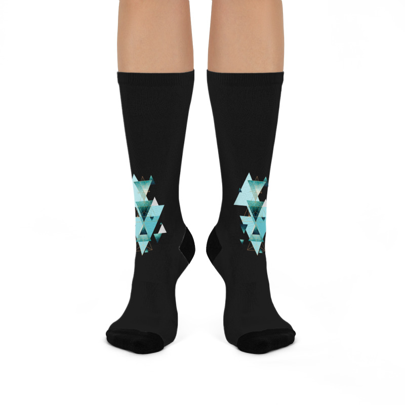 Geometric Triangle Compilation In Teal Crew Socks | Artistshot