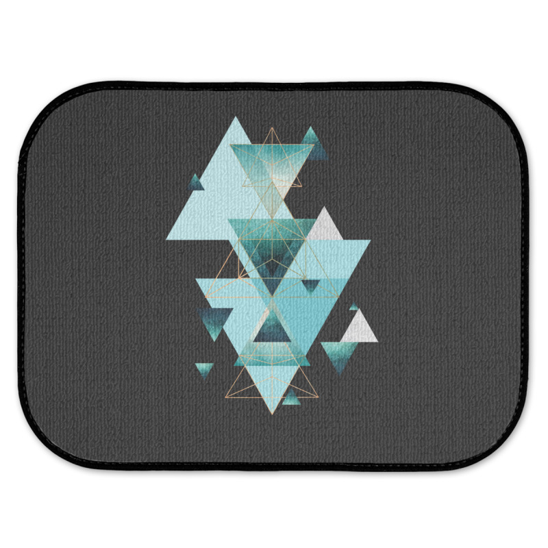 Geometric Triangle Compilation In Teal Rear Car Mat | Artistshot