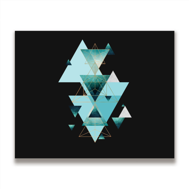 Geometric Triangle Compilation In Teal Metal Print Horizontal | Artistshot