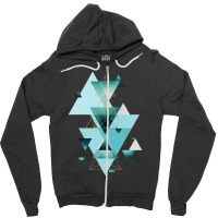 Geometric Triangle Compilation In Teal Zipper Hoodie | Artistshot