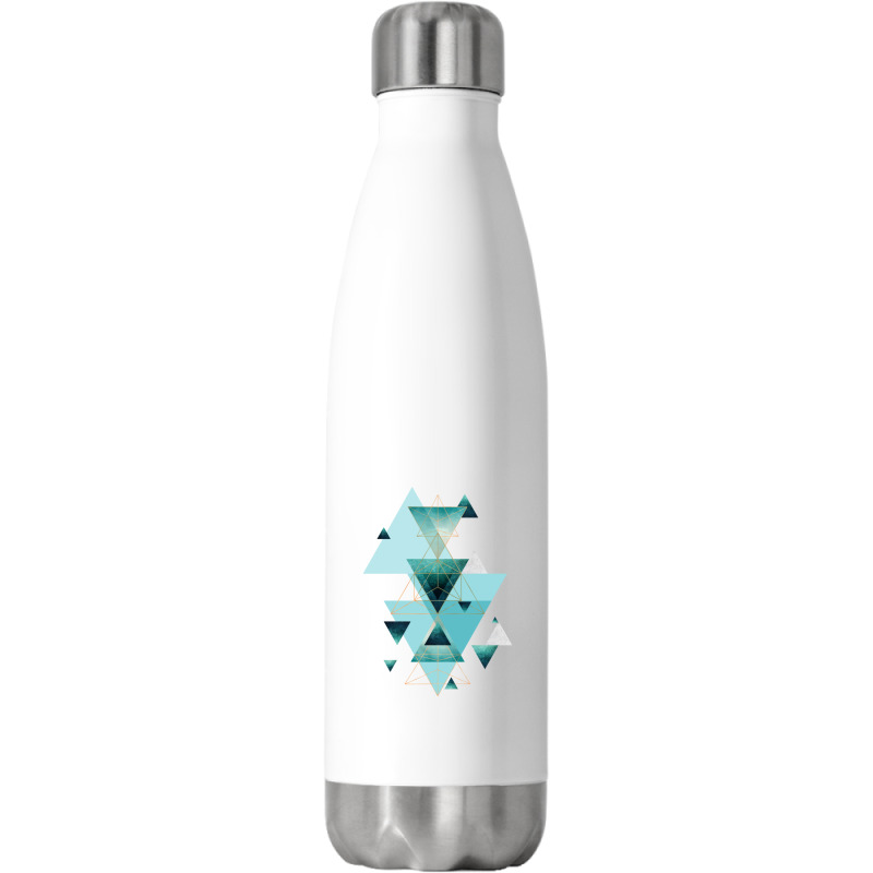 Geometric Triangle Compilation In Teal Stainless Steel Water Bottle | Artistshot