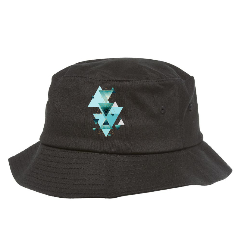 Geometric Triangle Compilation In Teal Bucket Hat | Artistshot