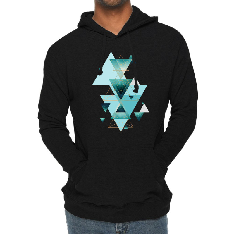 Geometric Triangle Compilation In Teal Lightweight Hoodie | Artistshot