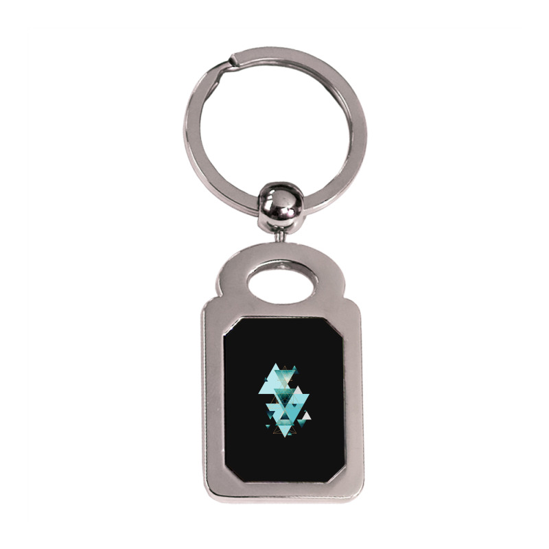 Geometric Triangle Compilation In Teal Silver Rectangle Keychain | Artistshot