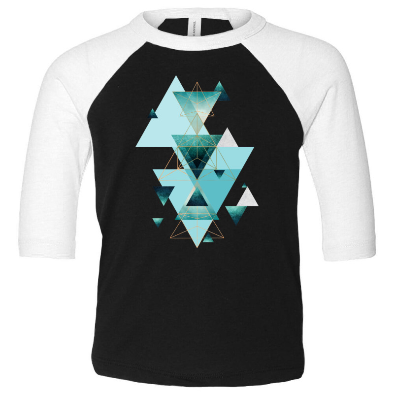 Geometric Triangle Compilation In Teal Toddler 3/4 Sleeve Tee | Artistshot