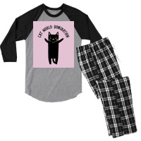 Cat World Domination Poster Hipster Men's 3/4 Sleeve Pajama Set | Artistshot