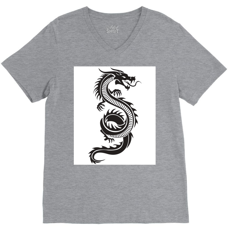 Chinese Dragon Black And White Poster Love V-neck Tee | Artistshot