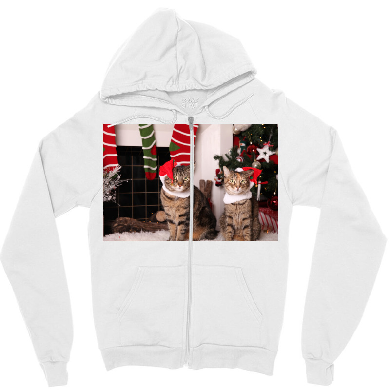 Christmas Kitties Poster Stars Zipper Hoodie | Artistshot