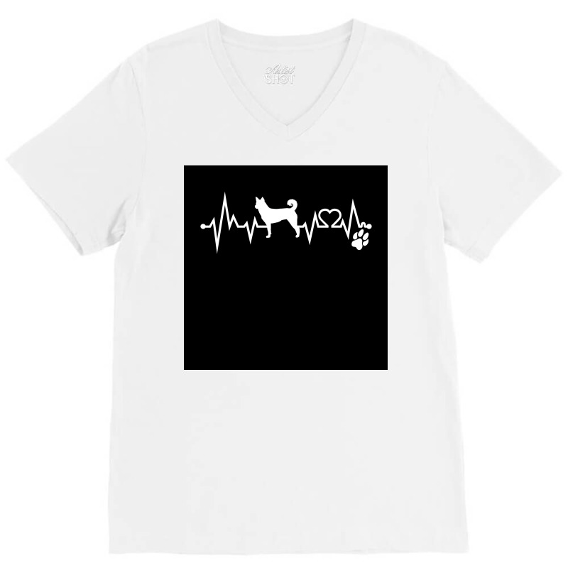 Canaan Dog Dog Heartbeat Ekg I Love My Canaan Dog Dog Lovers Nurse Dog V-neck Tee | Artistshot