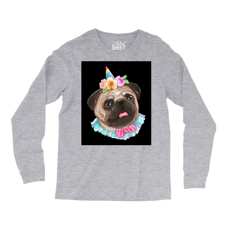 Cute Pug Dog Poster Aesthetic Long Sleeve Shirts | Artistshot