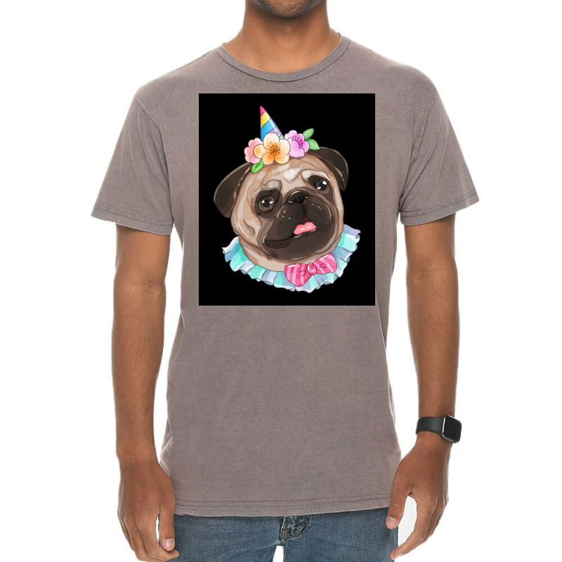 Cute Pug Dog Poster Aesthetic Vintage T-shirt | Artistshot