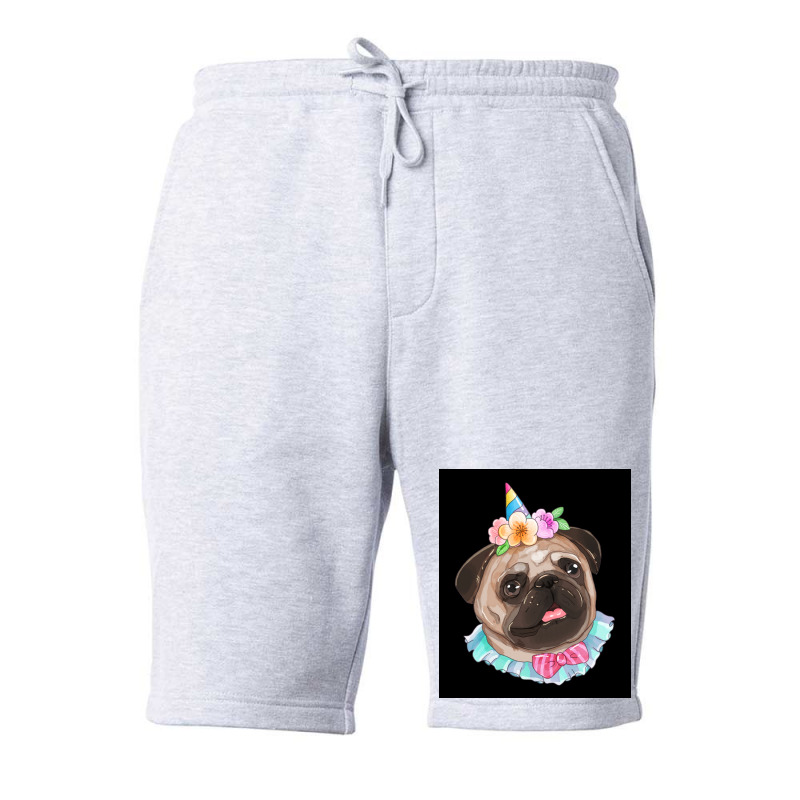 Cute Pug Dog Poster Aesthetic Fleece Short | Artistshot