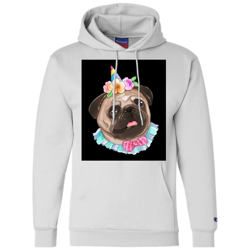 Cute Pug Dog Poster Aesthetic Champion Hoodie | Artistshot