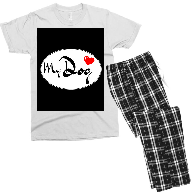 Dog Heart Poster Blue Men's T-shirt Pajama Set | Artistshot