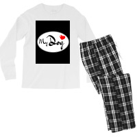 Dog Heart Poster Blue Men's Long Sleeve Pajama Set | Artistshot