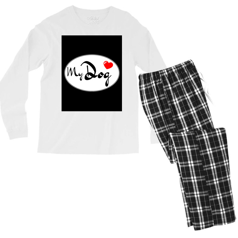 Dog Heart Poster Blue Men's Long Sleeve Pajama Set | Artistshot