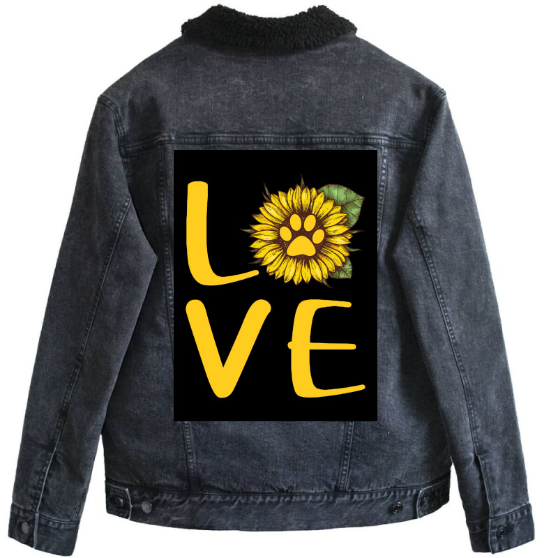 Dog Love Sunflower Poster Love Unisex Sherpa-lined Denim Jacket | Artistshot