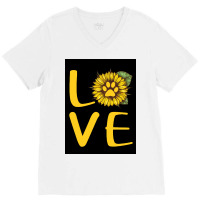 Dog Love Sunflower Poster Love V-neck Tee | Artistshot