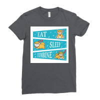 Eat Sleep Combine Dog Poster Yellow Ladies Fitted T-shirt | Artistshot