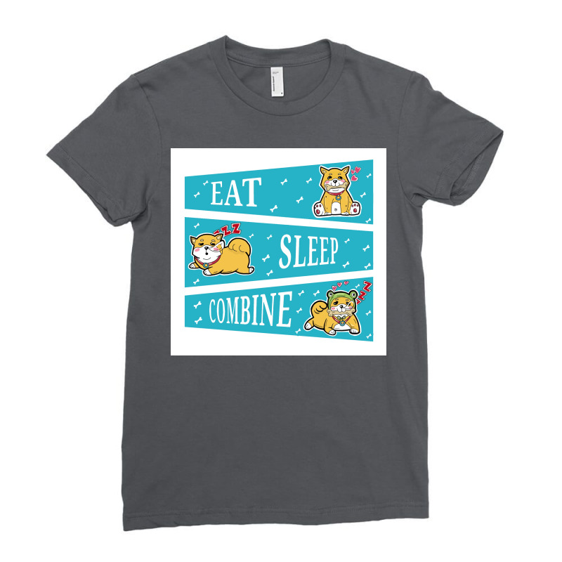 Eat Sleep Combine Dog Poster Yellow Ladies Fitted T-Shirt by eizanakomor | Artistshot