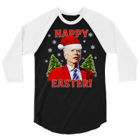 Funny Joe Biden Confused Happy Easter   Aesthetic 3/4 Sleeve Shirt | Artistshot