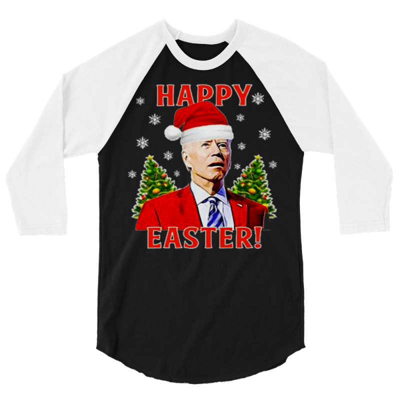 Funny Joe Biden Confused Happy Easter   Aesthetic 3/4 Sleeve Shirt | Artistshot