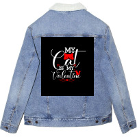 Funny Meh Cat For Cat Lovers Poster Hippie Unisex Sherpa-lined Denim Jacket | Artistshot