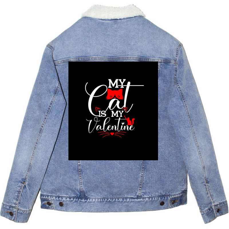 Funny Meh Cat For Cat Lovers Poster Hippie Unisex Sherpa-lined Denim Jacket | Artistshot