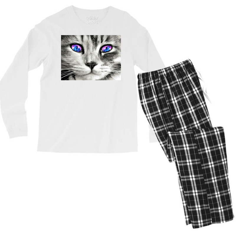 Galaxy Cat Eyes Poster Tumblr Men's Long Sleeve Pajama Set | Artistshot