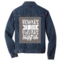 Dog Novelty Beware Of Dog Kids Are Shifty Too Poster Cool Men Denim Jacket | Artistshot