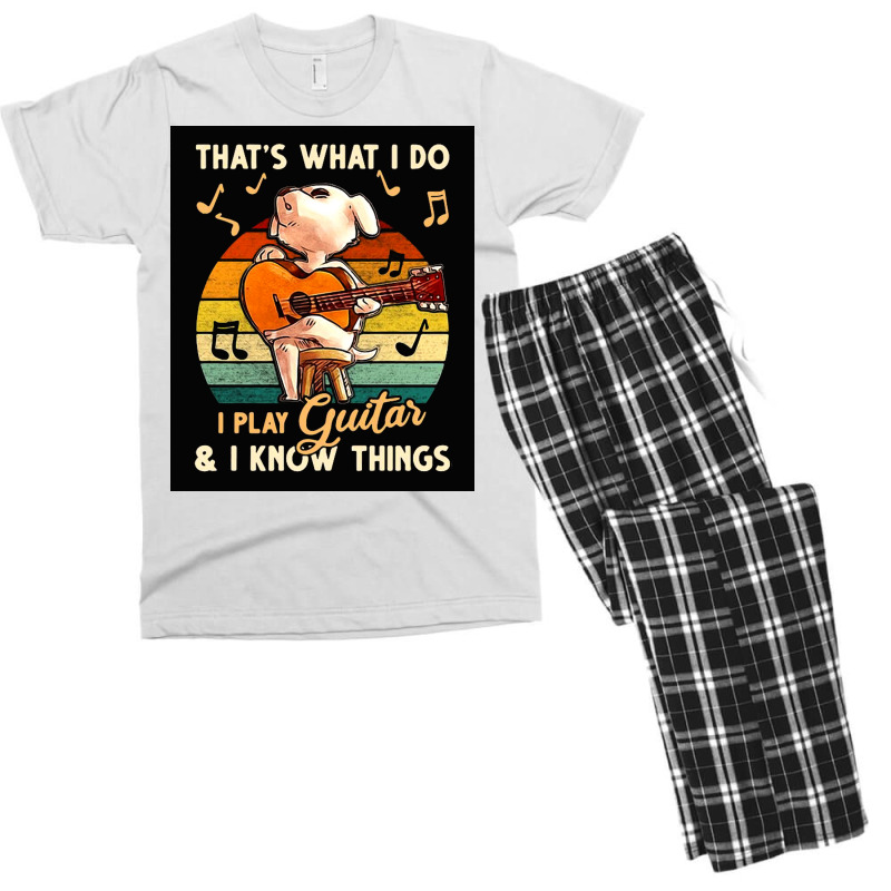 Dog Play Guita Poster Love Men's T-shirt Pajama Set | Artistshot