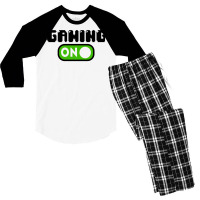 Gaming Mode On Nerd Geek Pc Controller Graphic Gamer Sayings Graphic C Men's 3/4 Sleeve Pajama Set | Artistshot