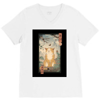 Edo Cat Poster Aesthetic V-neck Tee | Artistshot