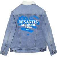 Governor Ron Desantis Make America Florida   Hipster Unisex Sherpa-lined Denim Jacket | Artistshot