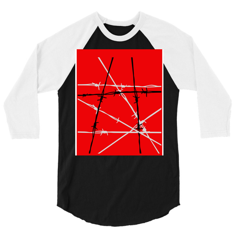 Barbed Wire Red Graphic Poster Yellow 3/4 Sleeve Shirt | Artistshot