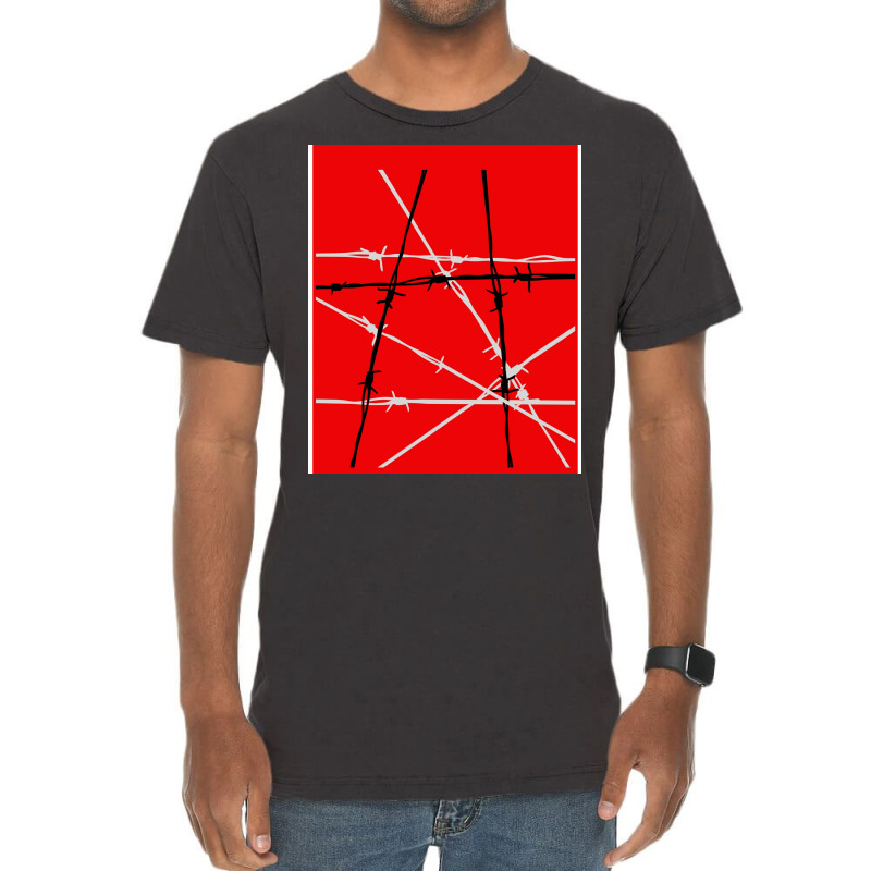 Barbed Wire Red Graphic Poster Yellow Vintage T-shirt | Artistshot