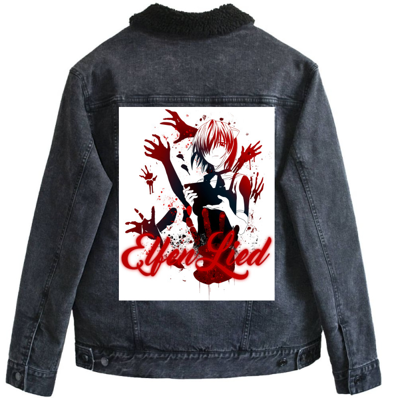 Elfen Lied Poster Yellow (1) Unisex Sherpa-lined Denim Jacket | Artistshot