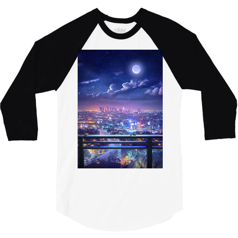 Lofi City Poster Aesthetic 3/4 Sleeve Shirt | Artistshot