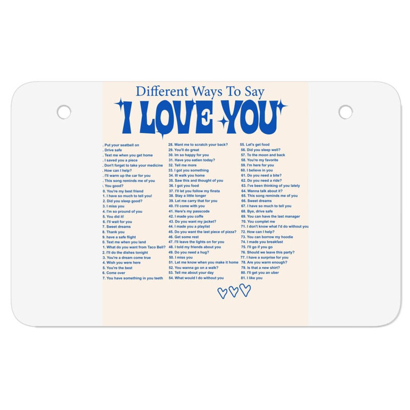 Different Ways To Say I Love You Atv License Plate | Artistshot