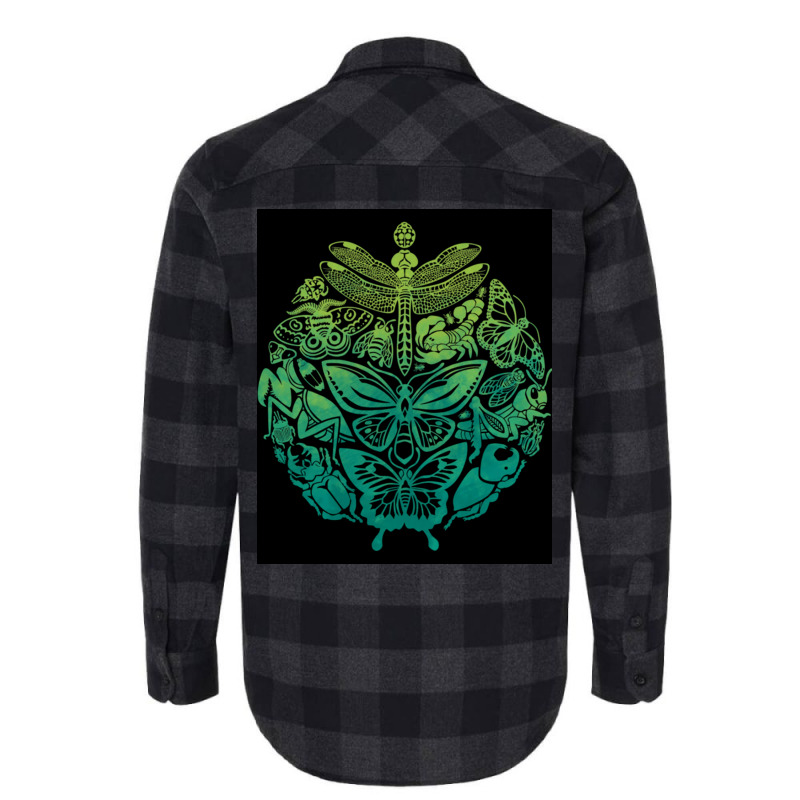 Bugs And Butterflies Green Poster Cute Flannel Shirt | Artistshot