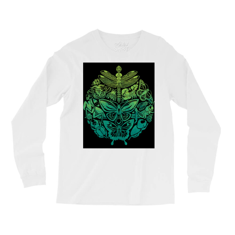 Bugs And Butterflies Green Poster Cute Long Sleeve Shirts | Artistshot