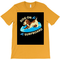 Happy Dog On Surfboard Wave Throw Pillow Tshirt Poster Humor T-shirt | Artistshot