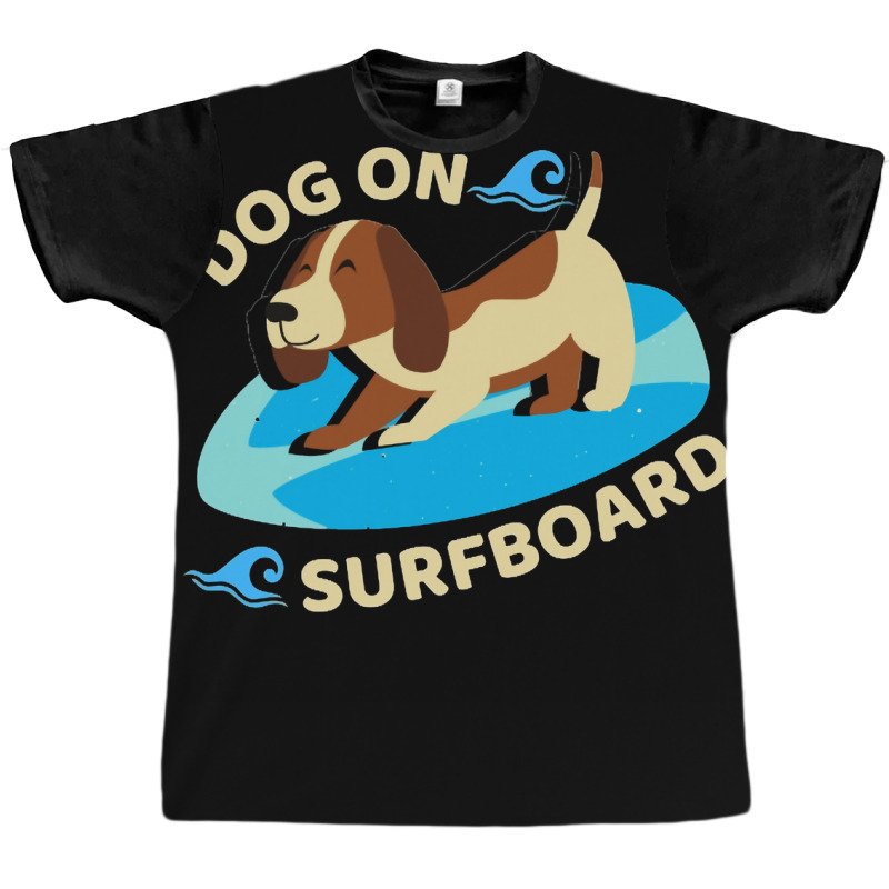 Happy Dog On Surfboard Wave Throw Pillow Tshirt Poster Humor Graphic T-shirt | Artistshot