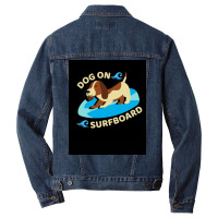 Happy Dog On Surfboard Wave Throw Pillow Tshirt Poster Humor Men Denim Jacket | Artistshot