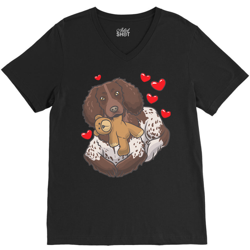 Soft Toy T  Shirt German Spaniel With Stuffed Animal And Hearts T  Shi V-neck Tee | Artistshot