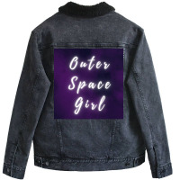 Outer Space Girl Purple V3 Poster 80s Unisex Sherpa-lined Denim Jacket | Artistshot