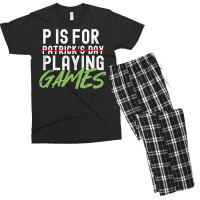 P Is For Playing Games Funny Saint Patricks Day Gag Gift Vintage Essen Men's T-shirt Pajama Set | Artistshot